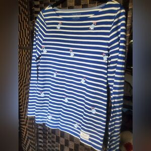 Blue and White Striped Long Sleeve Shirt